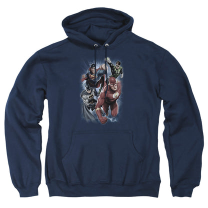 Justice League Of America Storm Chasers Mens Hoodie Navy Officially Licensed