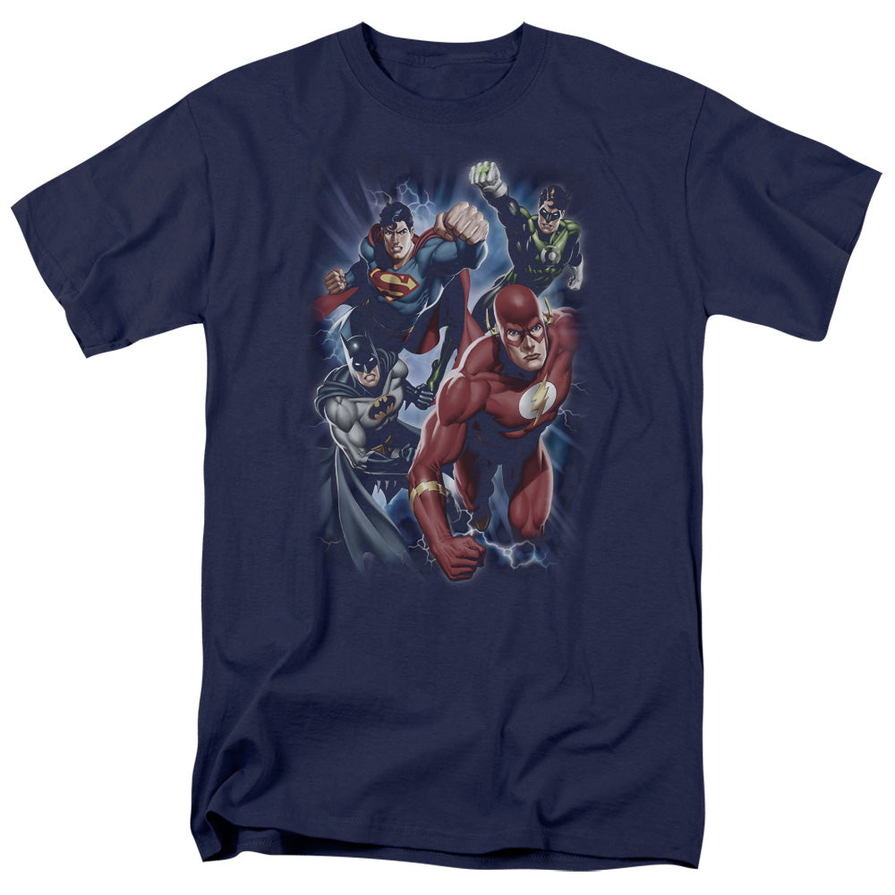 Justice League Of America Storm Chasers Mens T Shirt Navy Officially Licensed