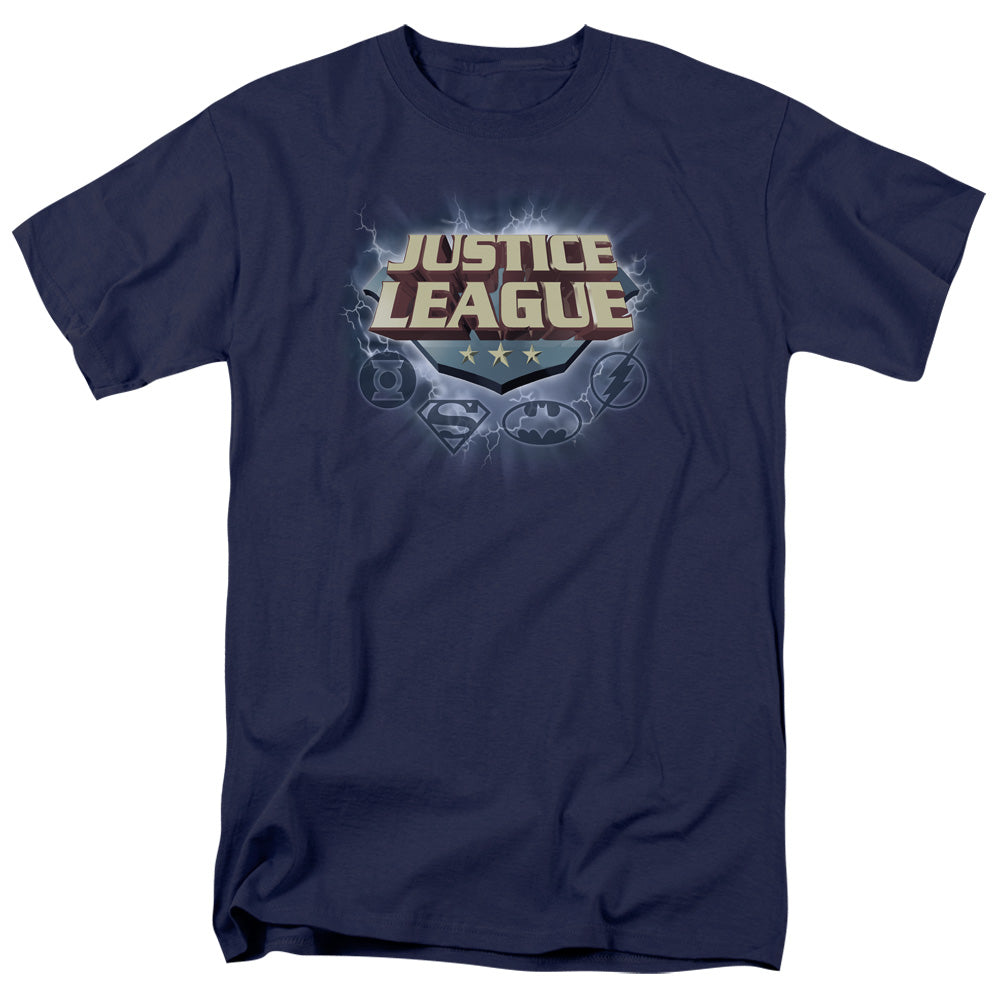 Justice League Of America Storm Logo Mens T Shirt Navy Officially Licensed