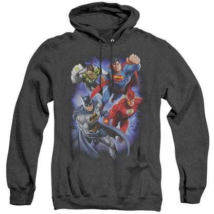 Justice League Of America Storm Makers Mens Heather Hoodie Black Officially Licensed