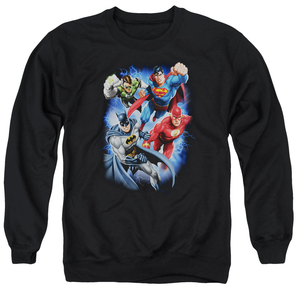 Justice League Storm Makers Mens Crewneck Sweatshirt Black Officially Licensed
