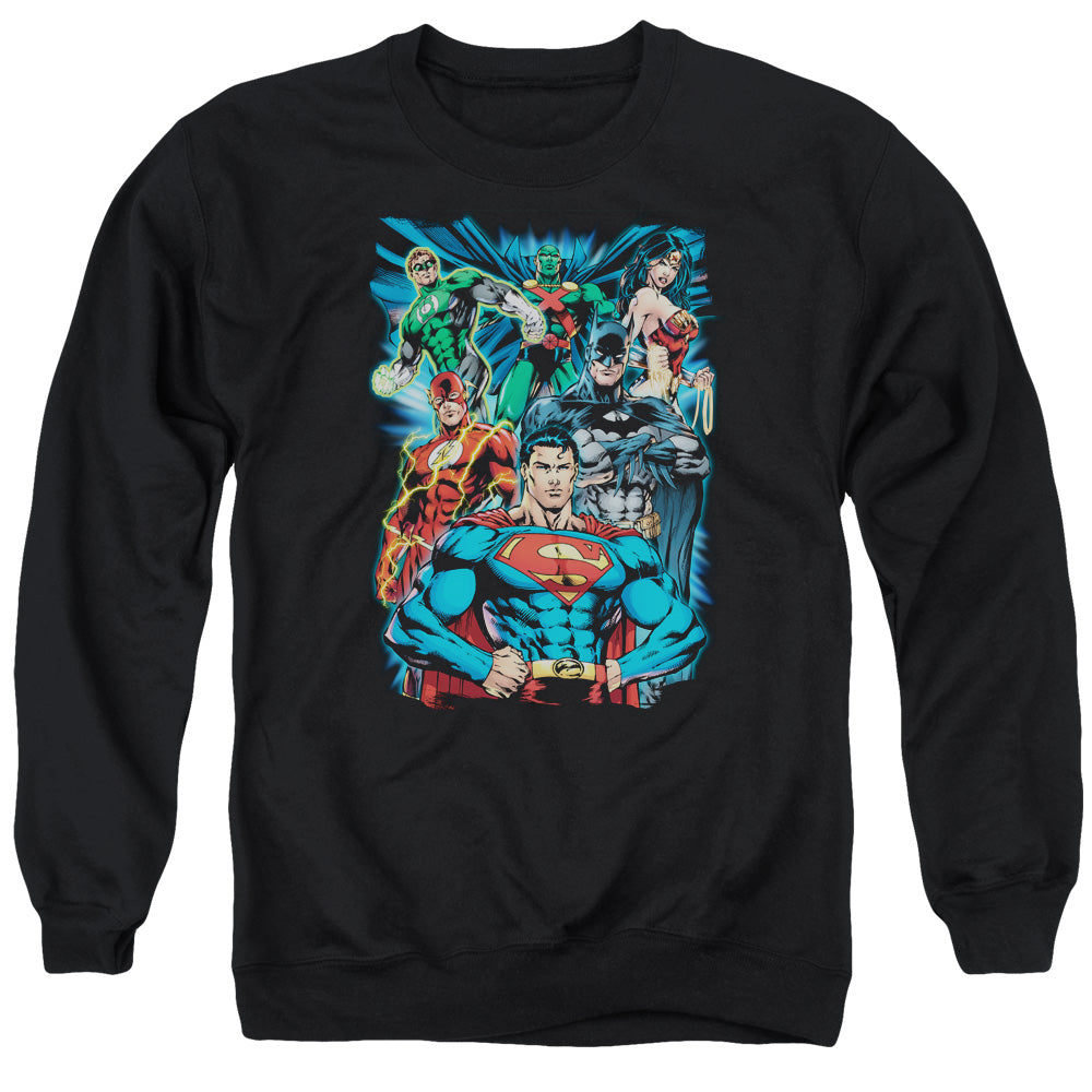 Justice League Of America Justice Is Served Mens Crewneck Sweatshirt Black Officially Licensed
