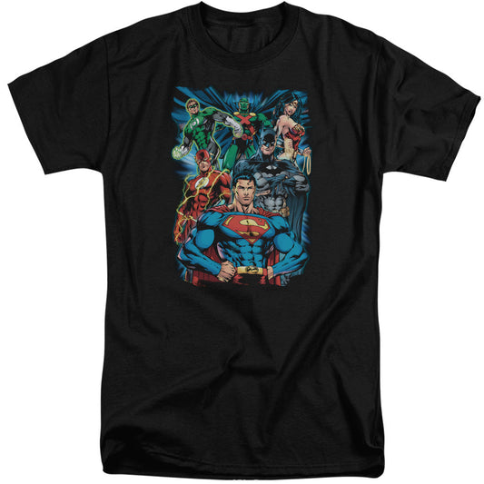 Justice League Of America Justice Is Served Mens Tall T Shirt Black Officially Licensed