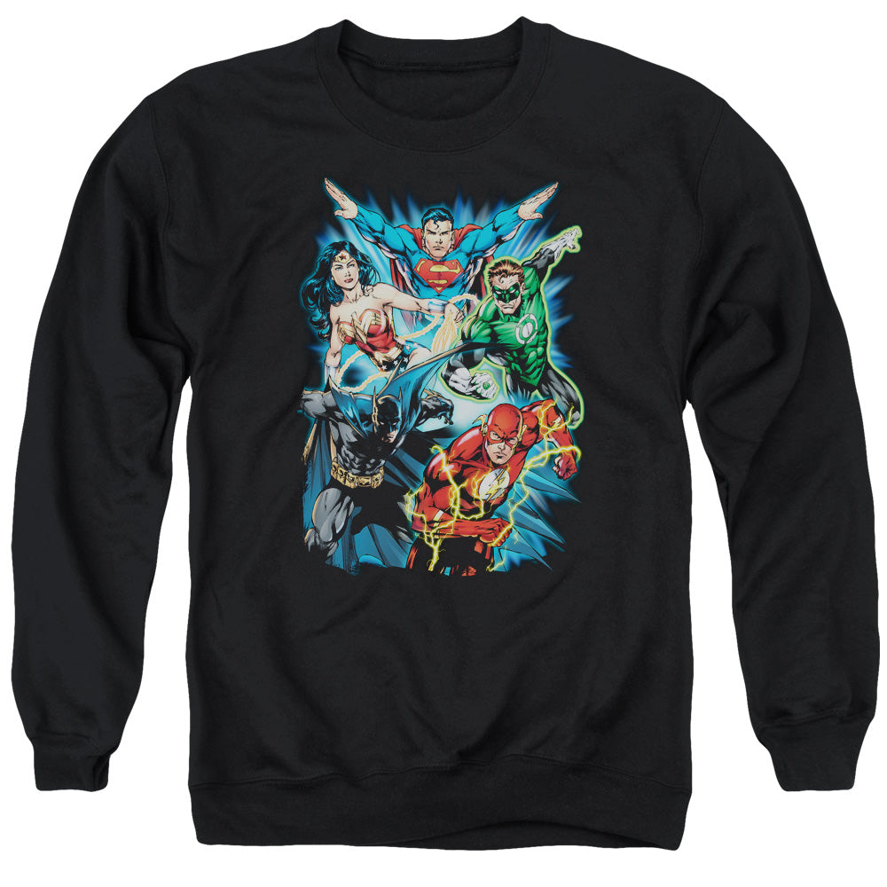 Justice League Of America Jl Assemble Mens Crewneck Sweatshirt Black Officially Licensed