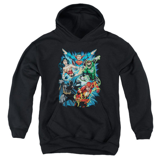 Justice League Jl Assemble Kids Youth Hoodie Black Officially Licensed