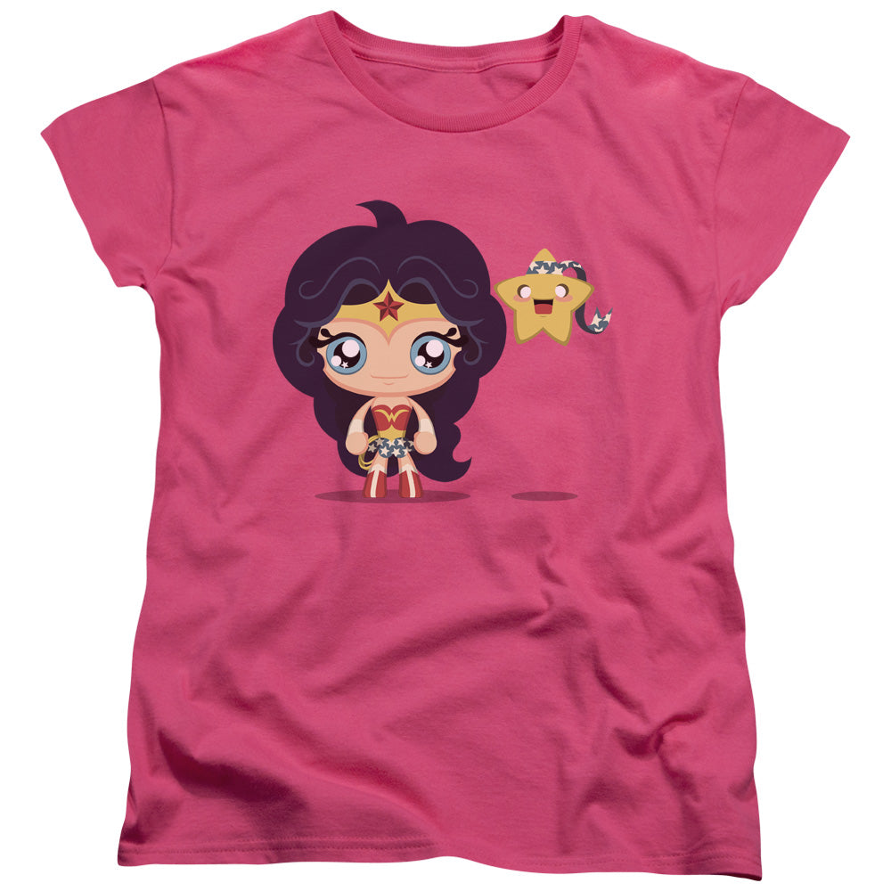 Justice League Cute Wonder Woman Womens T Shirt Hot Pink Officially Licensed