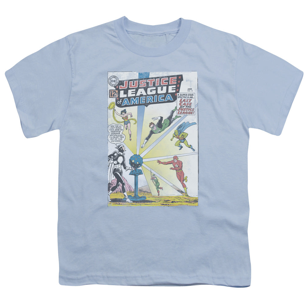Justice League Vintage Cover 12 Kids Youth T Shirt Light Blue Officially Licensed