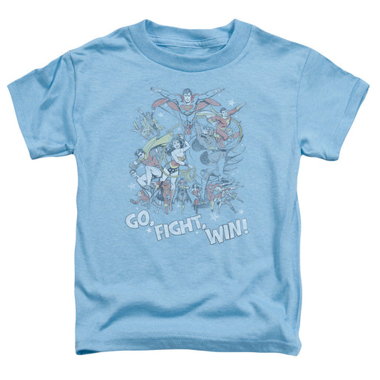 Justice League Go Fight Win Toddler Kids Youth T Shirt Carolina Blue Officially Licensed