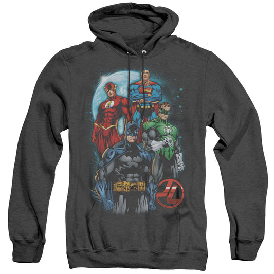 Justice League Of America The Four Mens Heather Hoodie Black Officially Licensed