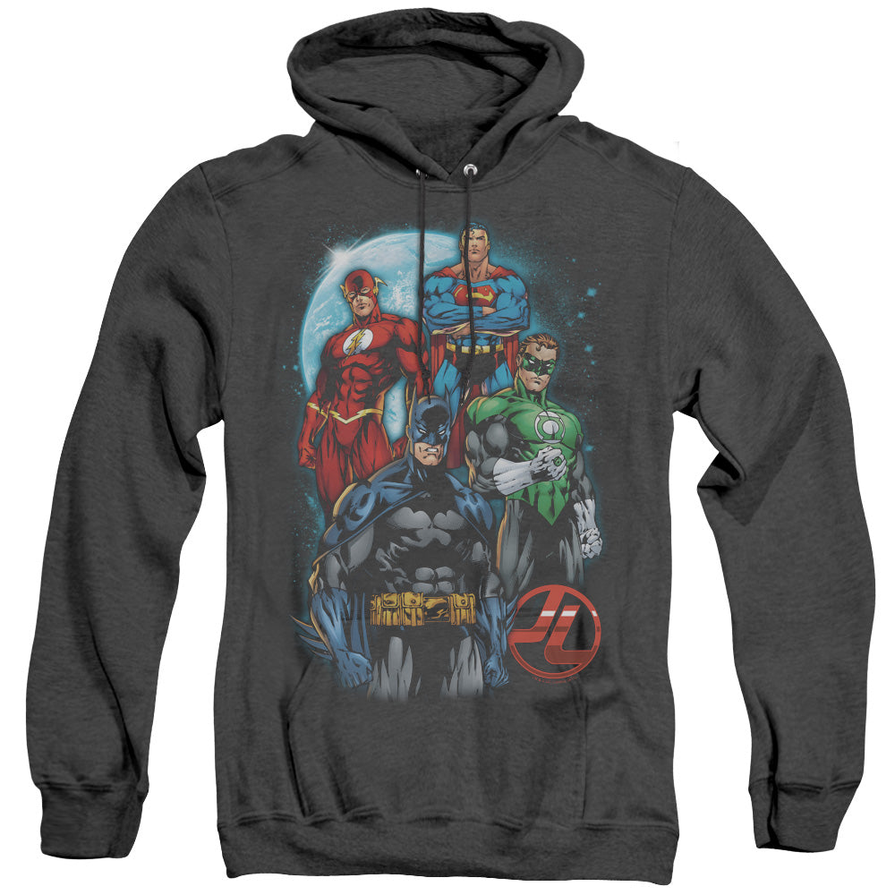 Justice League Of America The Four Mens Heather Hoodie Black Officially Licensed