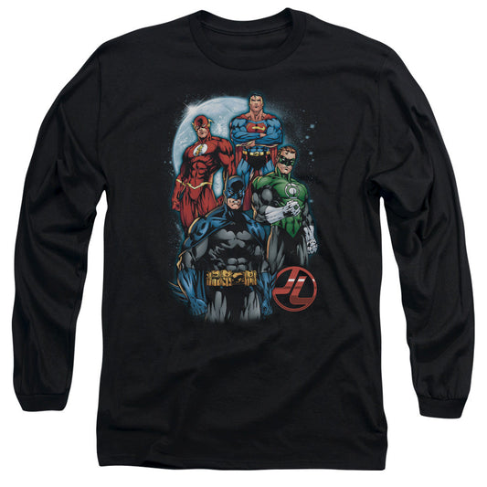 Justice League the Four Mens Long Sleeve Shirt Black Officially Licensed