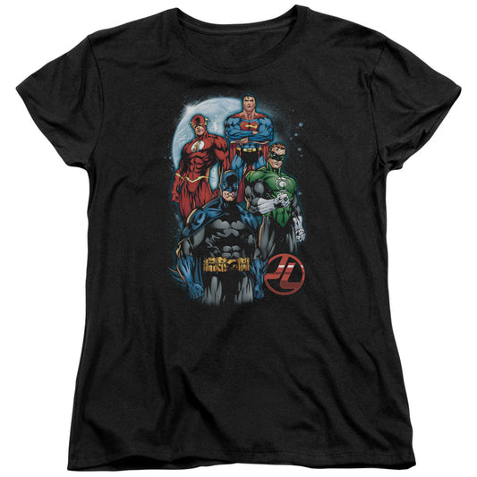 Justice League the Four Womens T Shirt Black Officially Licensed