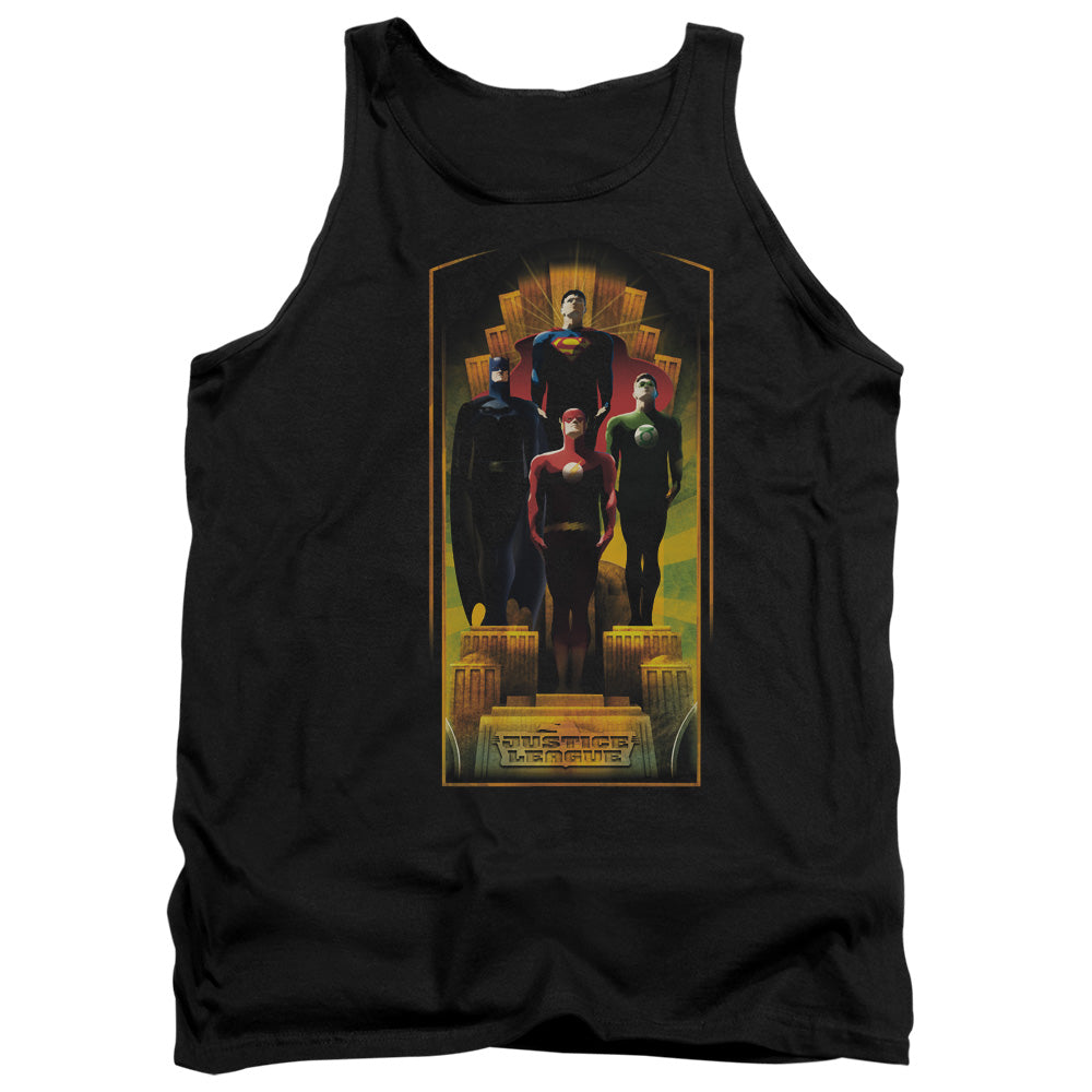 Justice League Deco Mens Tank Top Shirt Black Officially Licensed