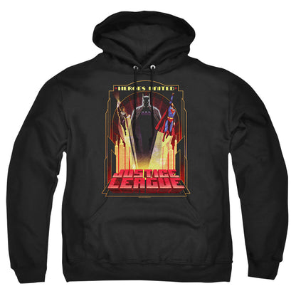 Justice League Of America Heroes United Mens Hoodie Black Officially Licensed