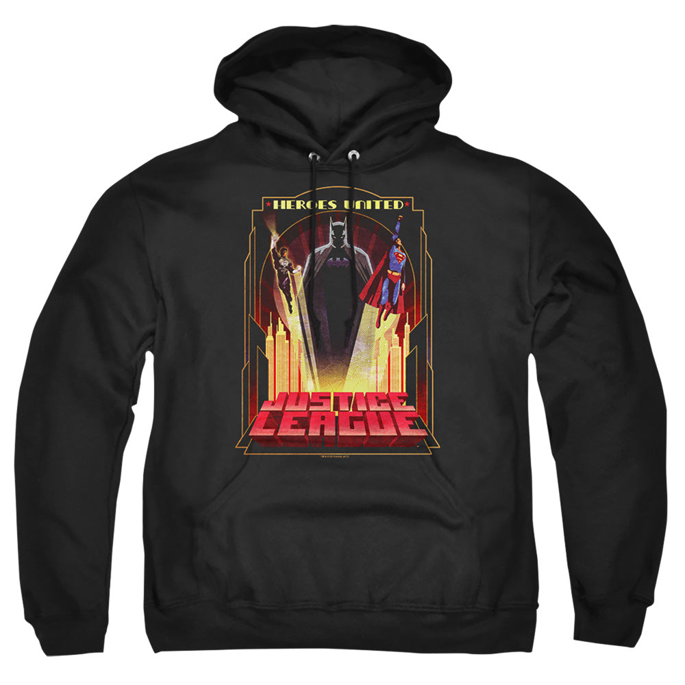 Justice League Of America Heroes United Mens Hoodie Black Officially Licensed