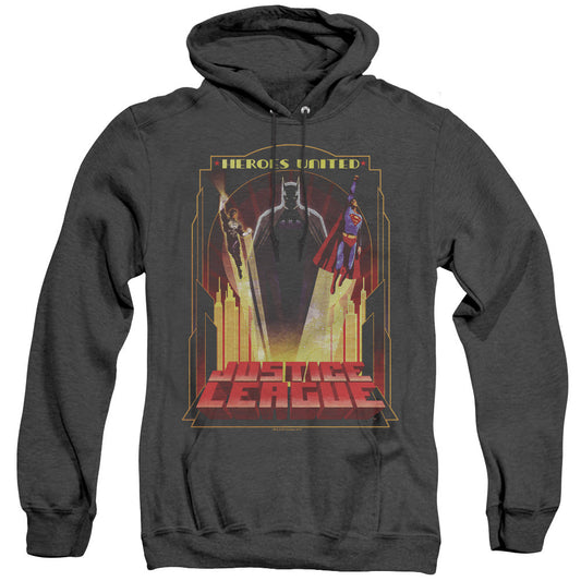 Justice League Heroes United Heather Mens Hoodie Black Officially Licensed