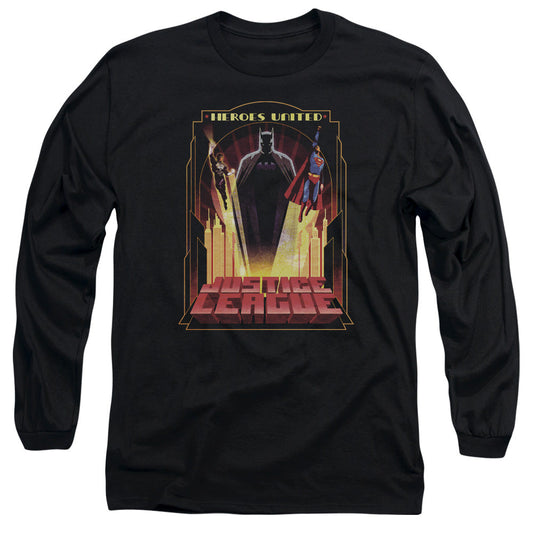 Justice League Heroes United Mens Long Sleeve Shirt Black Officially Licensed