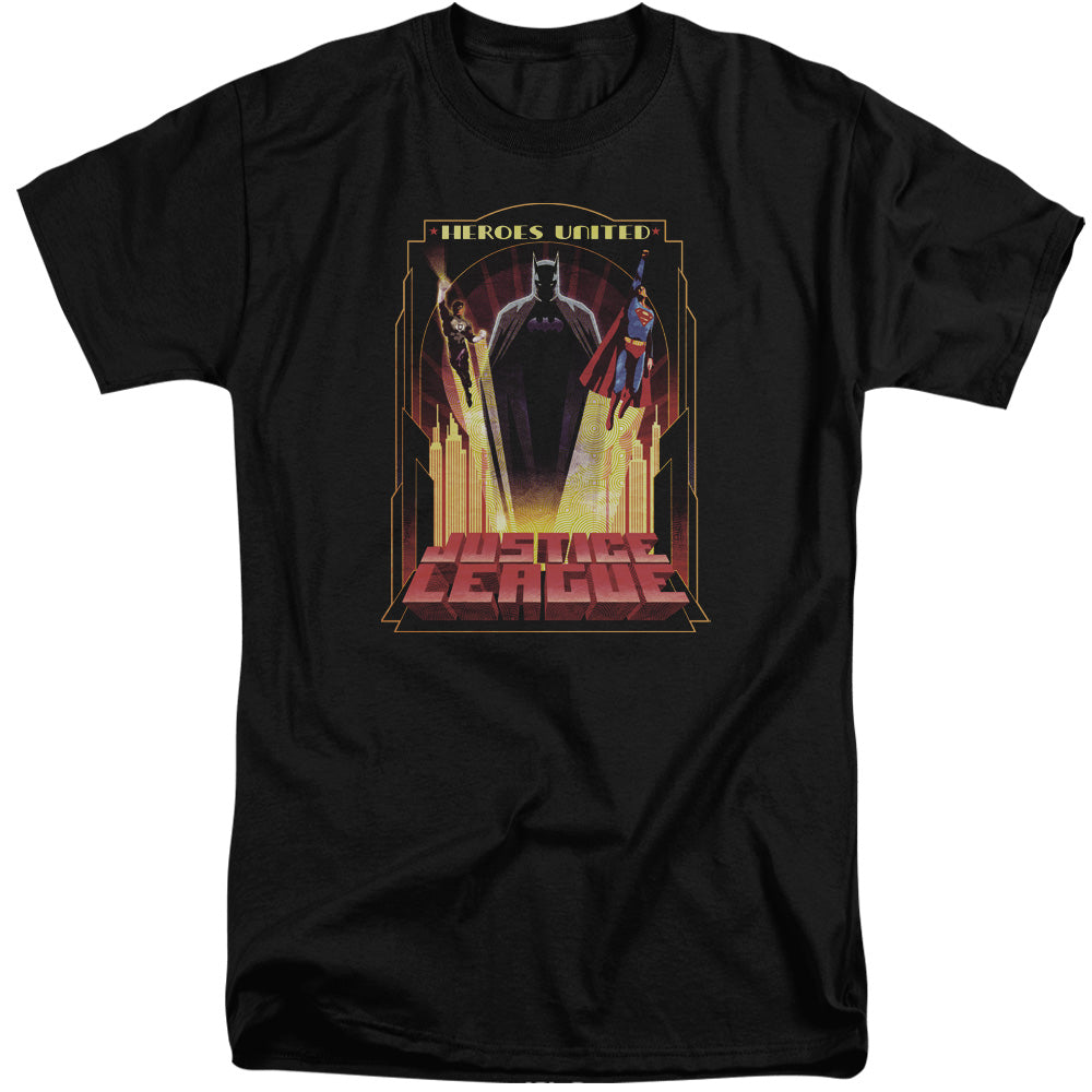 Justice League Of America Heroes United Mens Tall T Shirt Black Officially Licensed