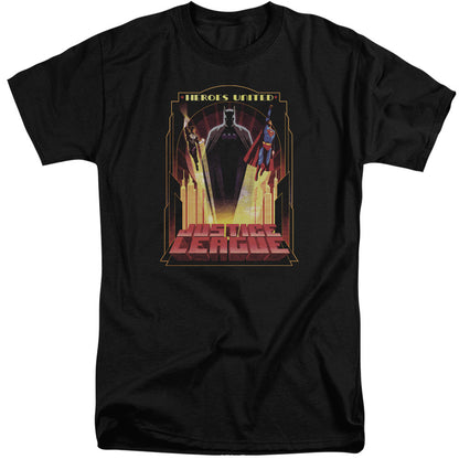 Justice League Of America Heroes United Mens Tall T Shirt Black Officially Licensed