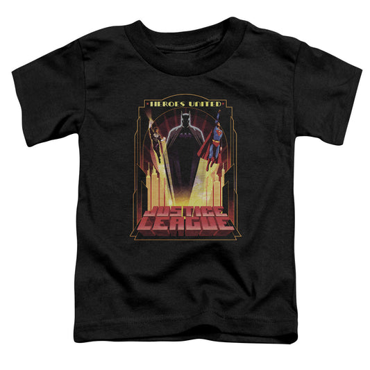 Justice League Heroes United Toddler Kids Youth T Shirt Black Officially Licensed