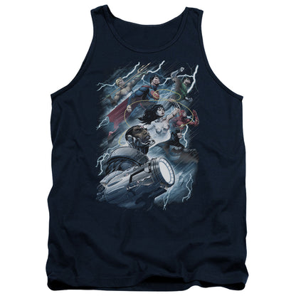 Justice League Ride The Lightening Mens Tank Top Shirt Navy Officially Licensed