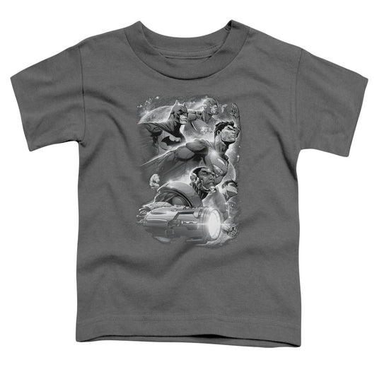 Justice League Atmospheric Toddler Kids Youth T Shirt Charcoal Officially Licensed