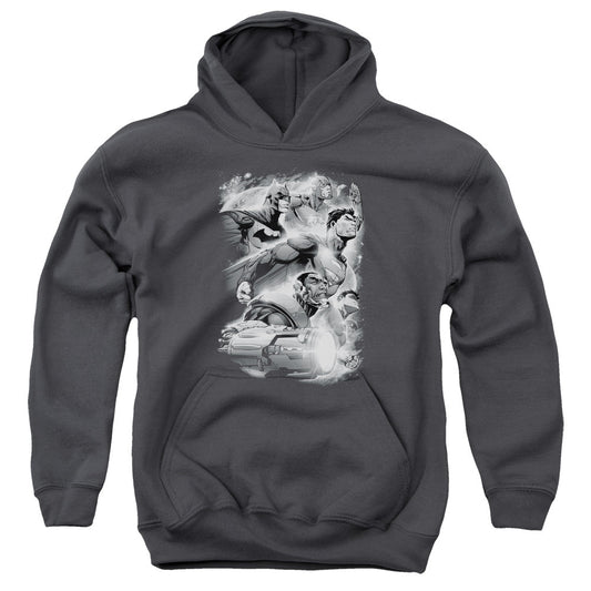 Justice League Atmospheric Kids Youth Hoodie Charcoal Officially Licensed