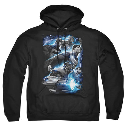 Justice League Of America Atmospheric Mens Hoodie Black Officially Licensed