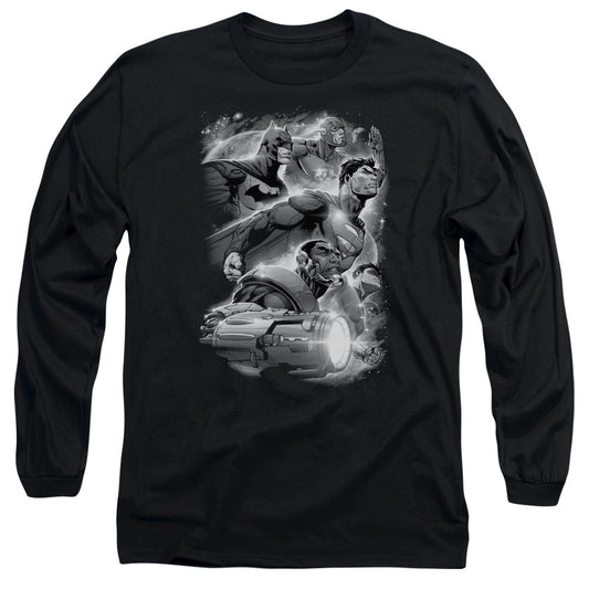Justice League Atmospheric Mens Long Sleeve Shirt Black Officially Licensed