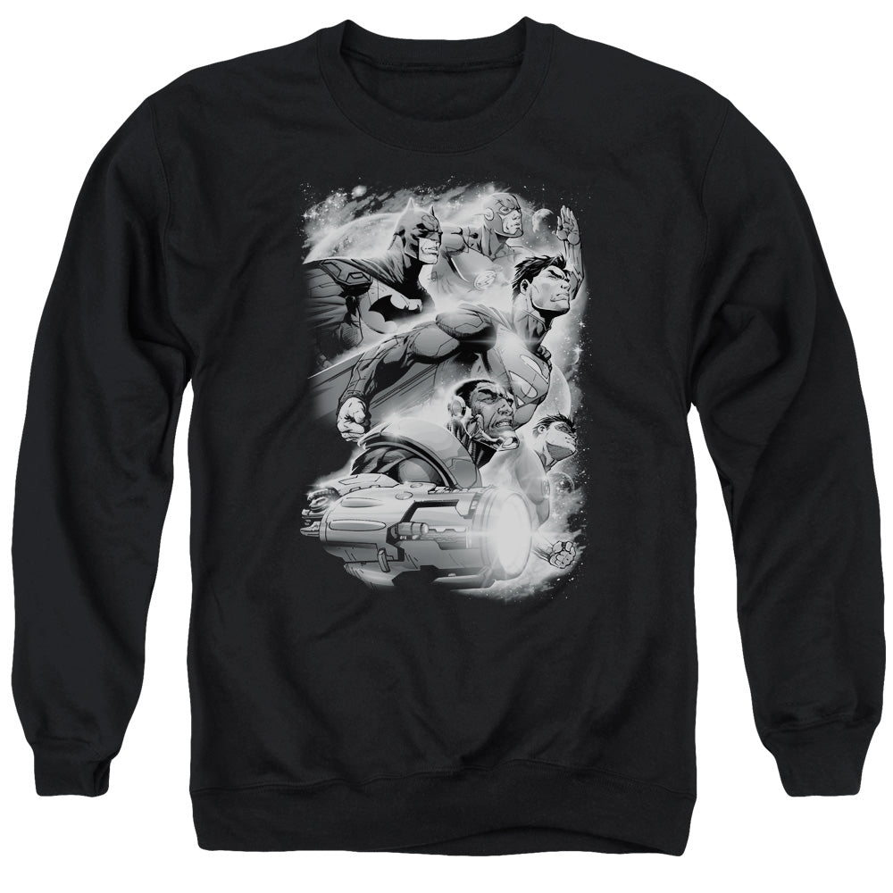 Justice League Atmospheric Mens Crewneck Sweatshirt Black Officially Licensed