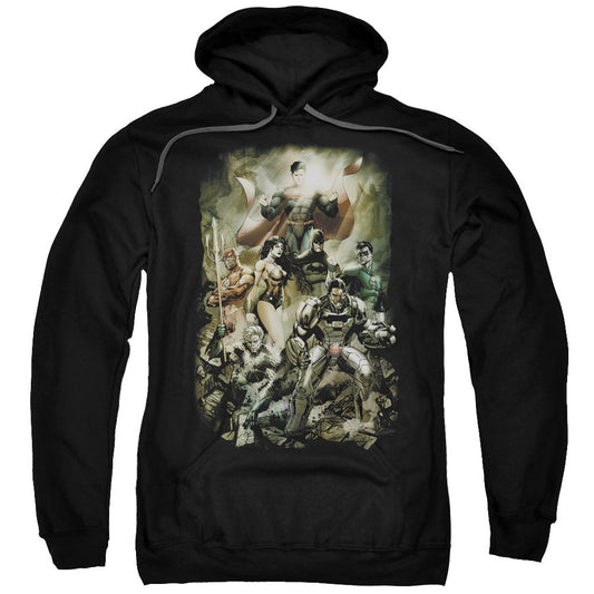 Justice League Aftermath Mens Hoodie Black Officially Licensed