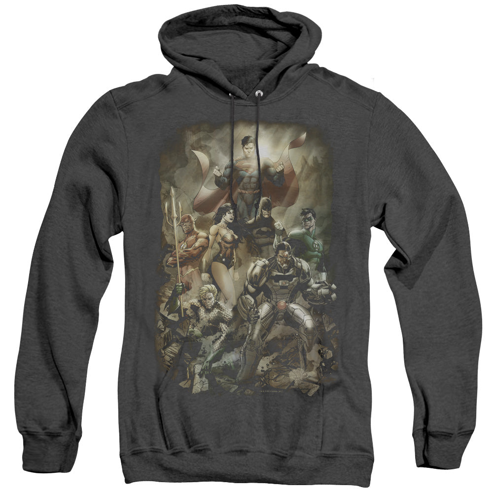 Justice League Aftermath Heather Mens Hoodie Black Officially Licensed