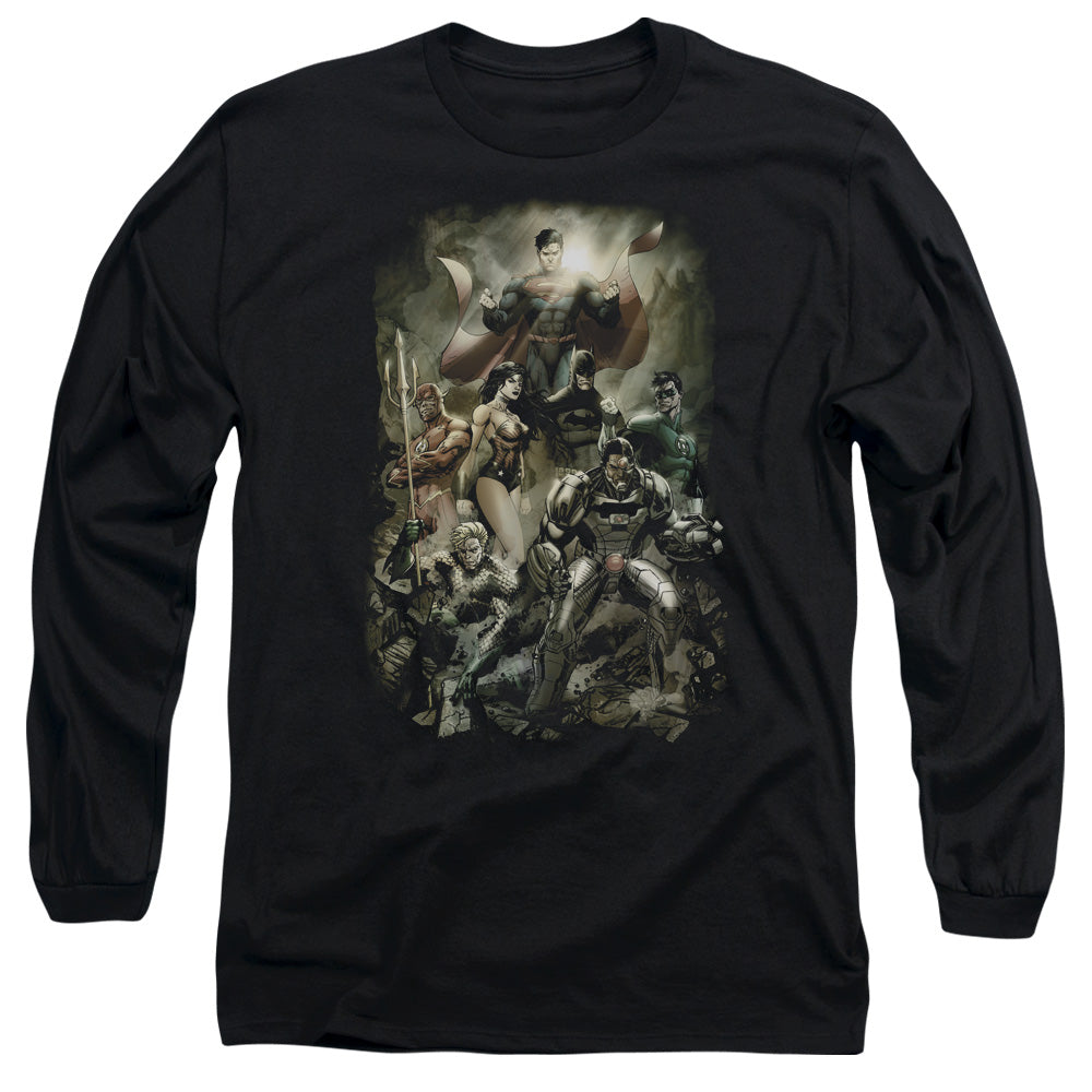 Justice League Aftermath Mens Long Sleeve Shirt Black Officially Licensed