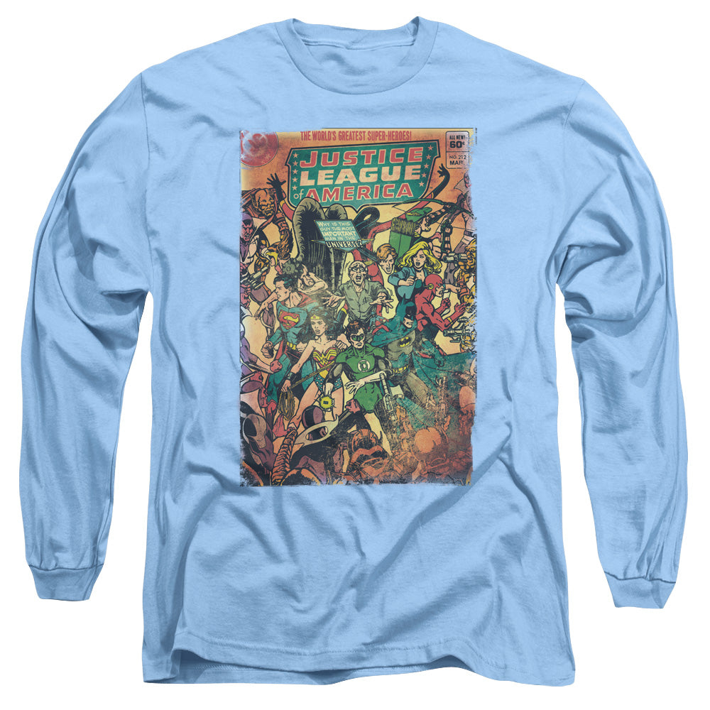 Justice League No 212 Vintage Mens Long Sleeve Shirt Carolina Blue Officially Licensed