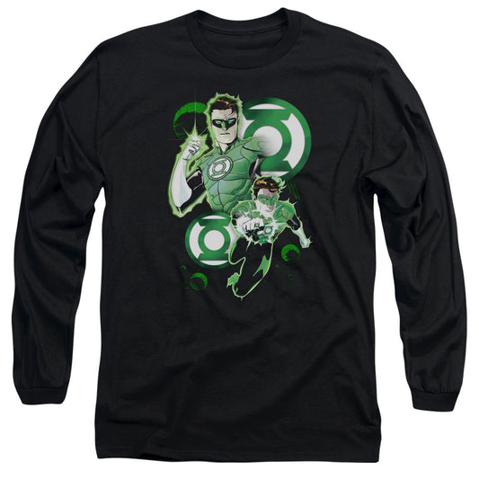 Justice League Gl in Action Mens Long Sleeve Shirt Black Officially Licensed