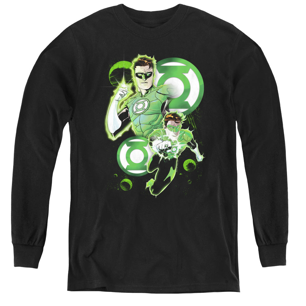 Justice League Gl in Action Long Sleeve Kids Youth T Shirt Black Officially Licensed
