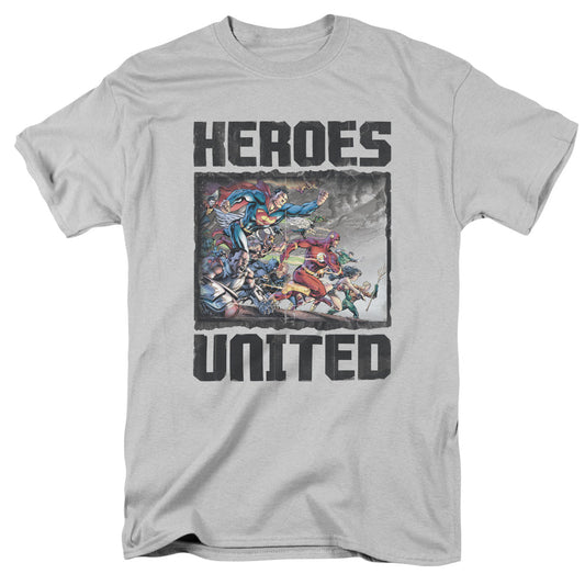 Justice League Of America The Charge Mens T Shirt Silver Officially Licensed