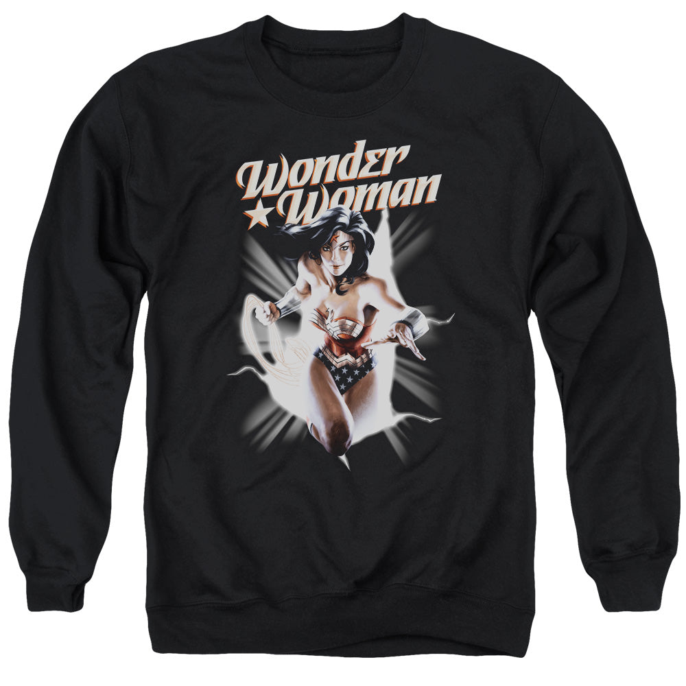 Justice League Of America Ww Break Out Mens Crewneck Sweatshirt Black Officially Licensed