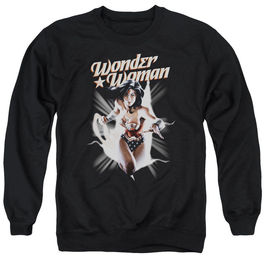 Justice League Ww Break Out Mens Crewneck Sweatshirt Black Officially Licensed