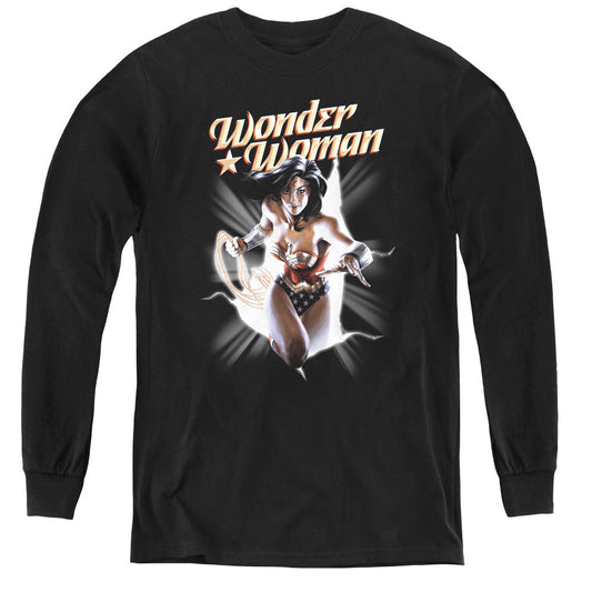 Justice League Ww Break Out Long Sleeve Kids Youth T Shirt Black Officially Licensed