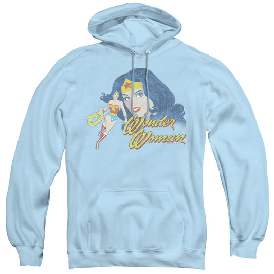 Justice League Portrait Mens Hoodie Light Blue Officially Licensed