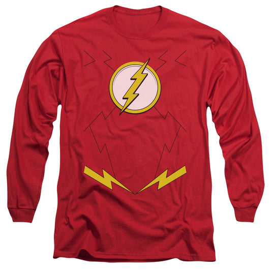 Justice League New Flash Uniform Mens Long Sleeve Shirt Red Officially Licensed