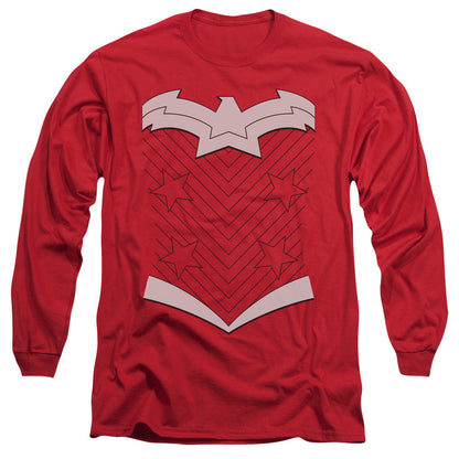Justice League Of America New Ww Costume Mens Long Sleeve Shirt Red Officially Licensed