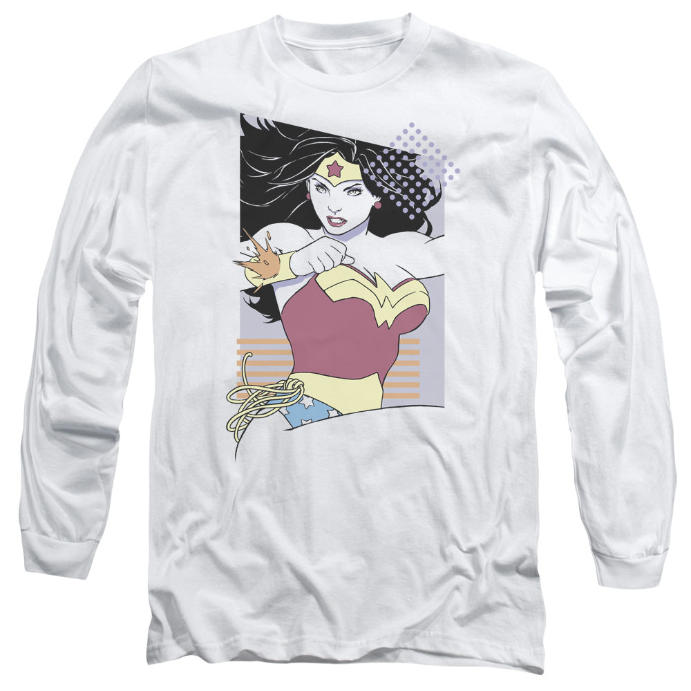 Justice League Ww 80s Minimal Mens Long Sleeve Shirt White Officially Licensed