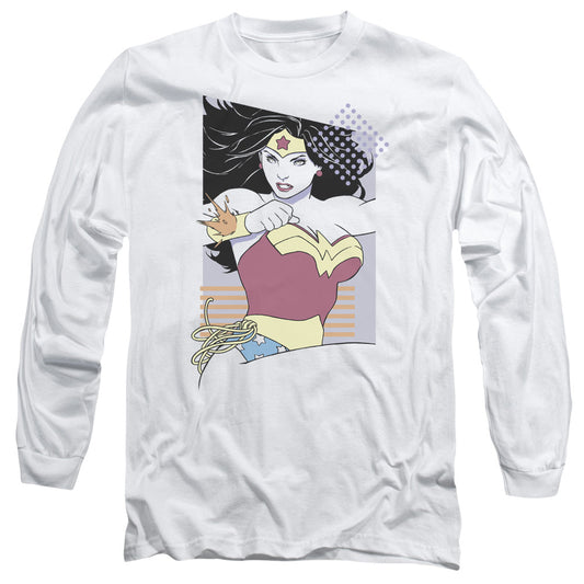 Justice League Ww 80s Minimal Mens Long Sleeve Shirt White Officially Licensed