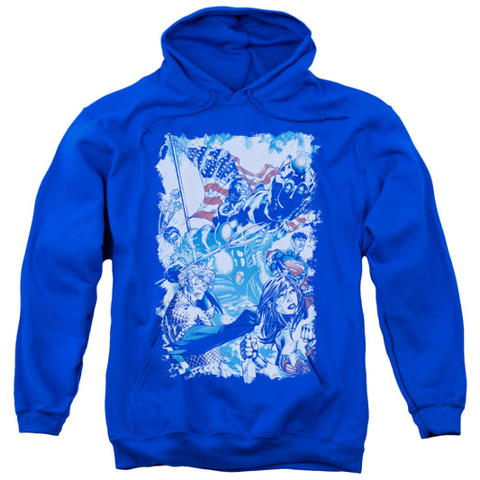 Justice League American Justice Mens Hoodie Royal Blue Officially Licensed