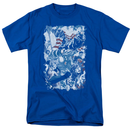 Justice League Of America American Justice Mens T Shirt Royal Blue Officially Licensed