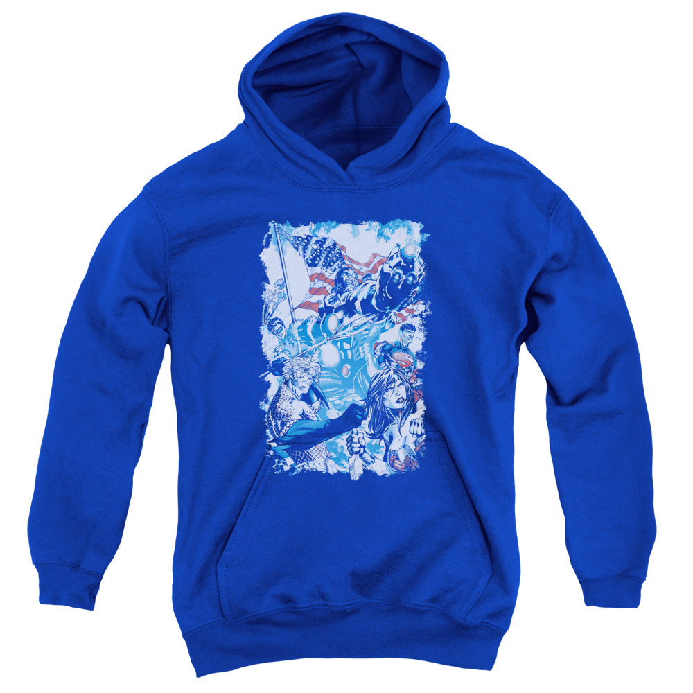 Justice League American Justice Kids Youth Hoodie Royal Blue Officially Licensed