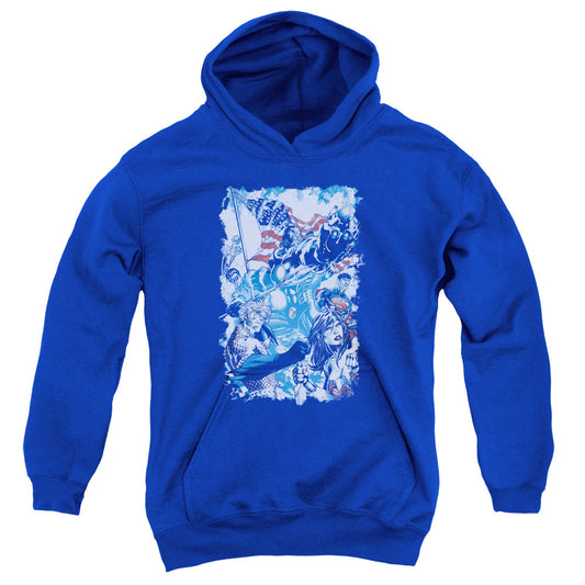 Justice League American Justice Kids Youth Hoodie Royal Blue Officially Licensed
