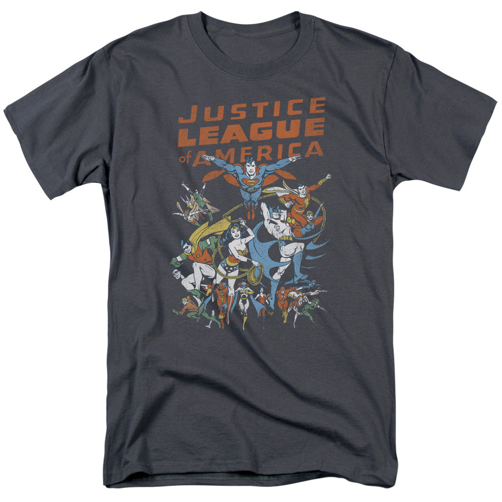 Justice League Of America Big Group Mens T Shirt Charcoal Officially Licensed